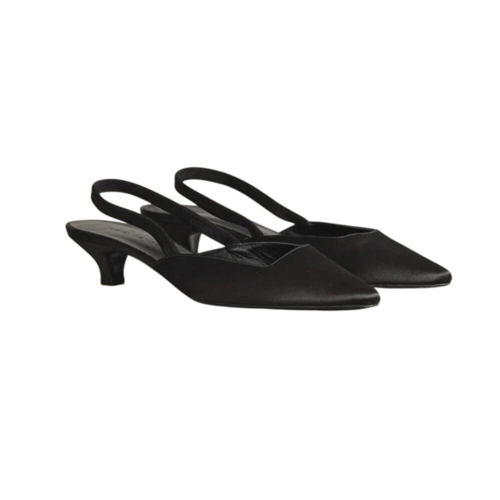 Jenni Kayne Women' Satin Kitten Slingback Heels Black 37/ US Size 7 NWOB - Picture 6 of 12